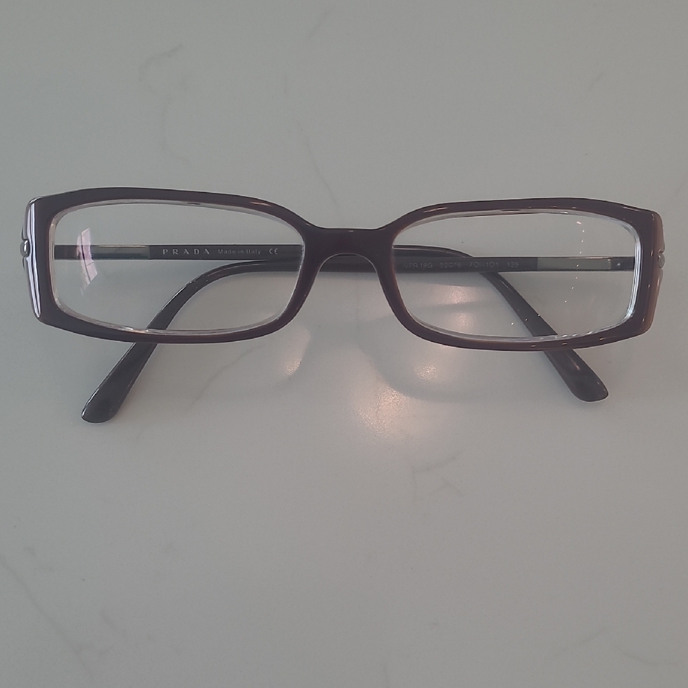 Prada Brown Rectangular Glasses Minimalist Design